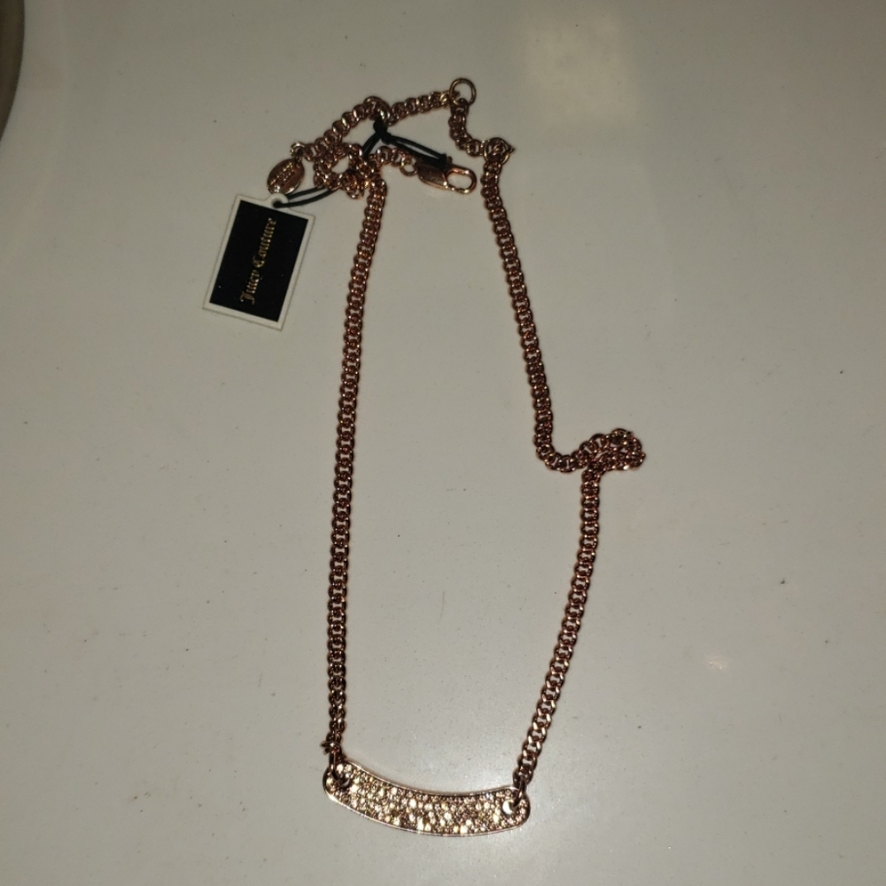 Juicy Couture pave ID necklace rose gold